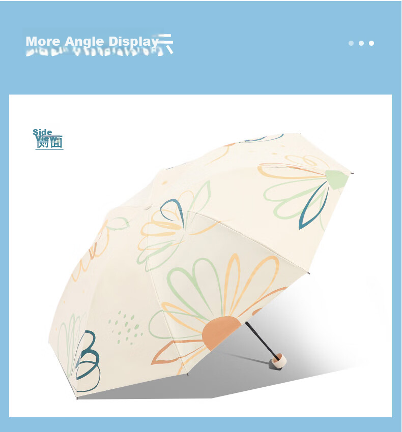 Paradise Umbrella UV Protection Three-Fold Black Coated Portable Folding Sun and Rain Umbrella Sunshade Cheese Color 6