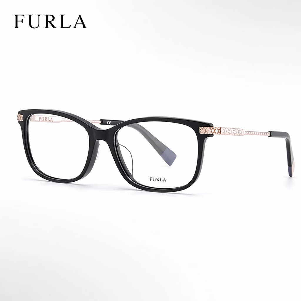 Furla Full-Rim Women's VFU354I Commuter Prescription Optical Glasses Frame 550700 Glossy Black