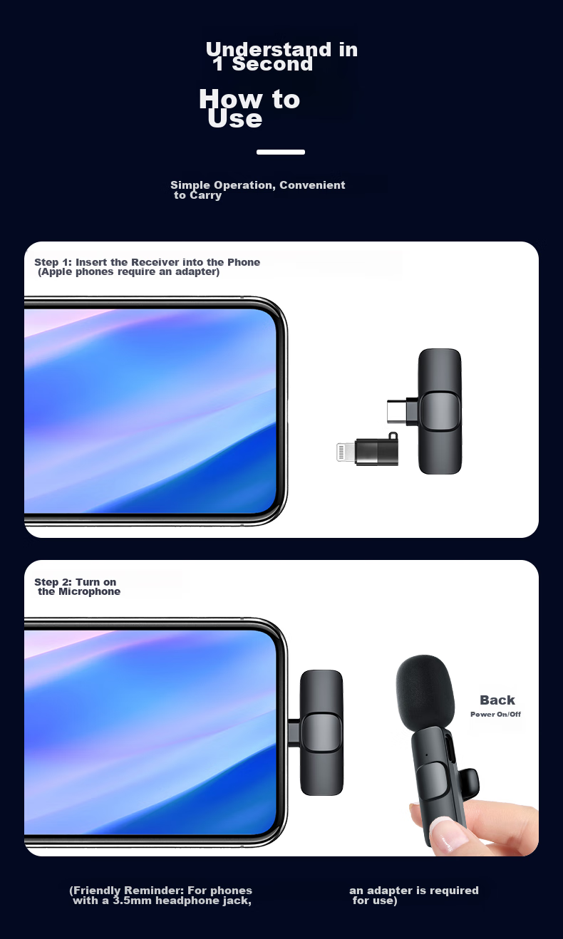 Haomuren Wireless Lavalier Microphone, Outdoor Short Video Douyin Vlog Lip-Sync Mobile-Specific Bluetooth Noise-Cancelling Recording Microphone, Live Streaming Dual-Channel 13