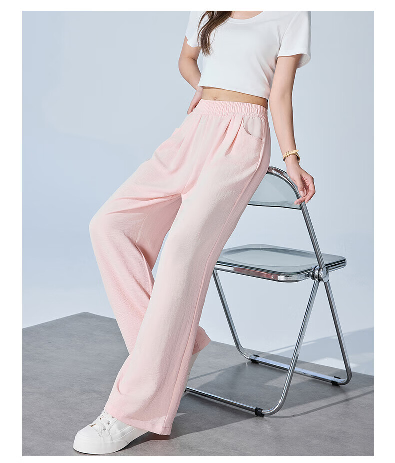 XUEXIMAN Wide-Leg Pants for Women, Summer Lightweight Japanese-Style Cool Pants, Loose-Fitting Slimming Versatile Casual Pants, Quick-Dry Trousers for Wome 9