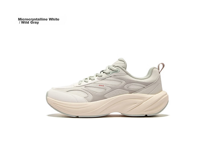 ERKE Women's Sports Casual Leather Mesh Breathable New Thick-soled Versatile Dad Shoes Fengxiwu 3.0 26