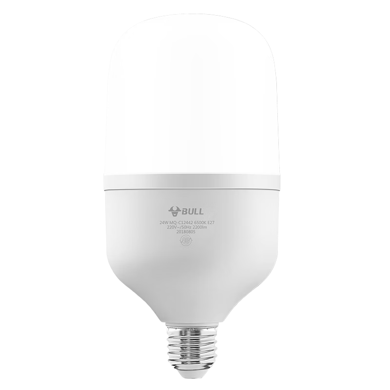 BULL LED Bulb High Brightness Cylindrical Lamp 24W 6500K Daylight E27 Screw Base for Factory Workshop Supermarket Canteen