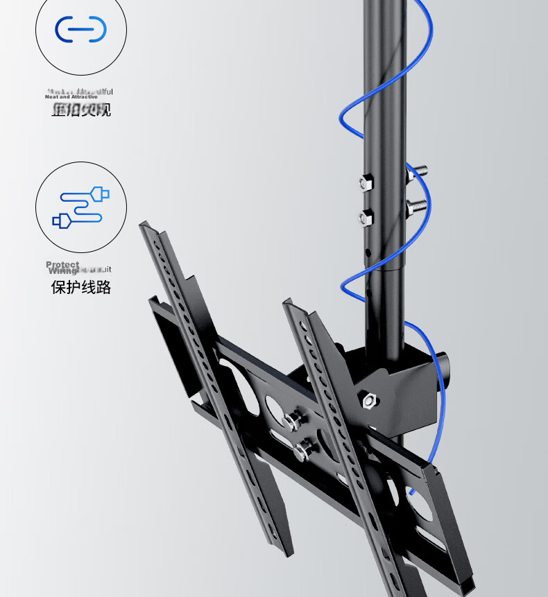 Dongpuli TV Ceiling Mount Bracket Rotatable Adjustable Multi-Functional LCD Monitor Surveillance Pole Stand Wall Mount for 14-42 Inch TVs 17