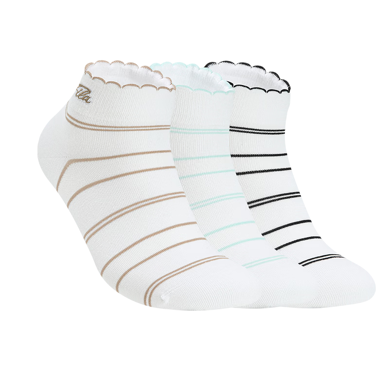 FILA Official Women's New Low-Cut Sock Set Golf Sports Socks Comfortable Striped Socks 3 Pairs Pack