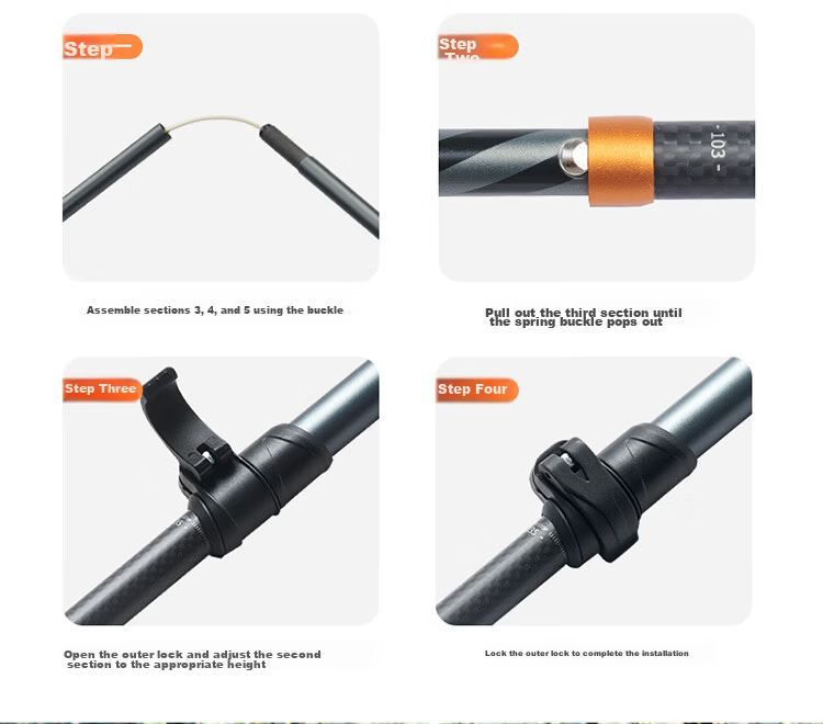 Naturehike Nuoke Changfeng UL Five-Section Carbon-Aluminum Telescopic Folding Hiking Pole Ultra-Light Aluminum Alloy Trekking Stick for Children and Adults 7
