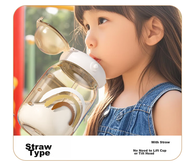 Beingmate Children's Water Bottle 3-6 Years Large Capacity Straw Direct Drinking Cup PPSU Graduated Dual-Use Kindergarten School Water Bottle Summer 6