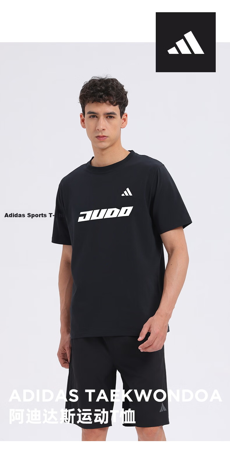 Adidas 2026 New Summer Cotton Short Sleeve T-Shirt Unisex Student Breathable Half Sleeve Black/White S 1