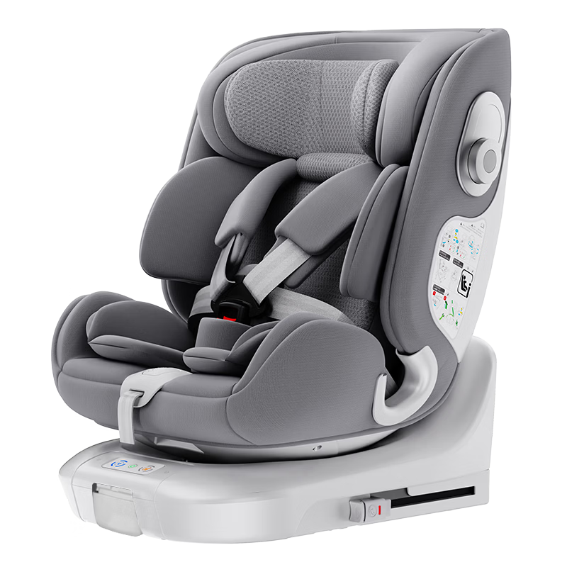 JD Jingzao Children's Car Safety Seat 0-12 Years Baby i-Safe Dual Ventilation Business Class 3.0 Elegant Gray