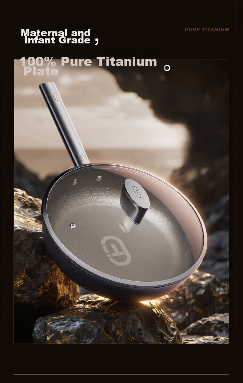 ASD Titanium Non-Stick Frying Pan Healthy Fluorine-Free Coating Egg Steak Cooking Pan Induction Gas Stove Z6Q 7