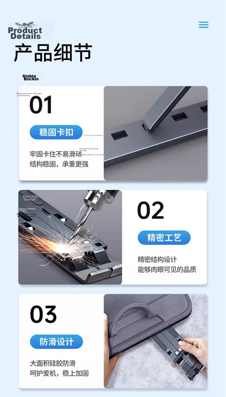 Youhuoda Foldable Adjustable Laptop Stand Aluminum Alloy Cooling Holder Portable Vertical Laptop Stand 9