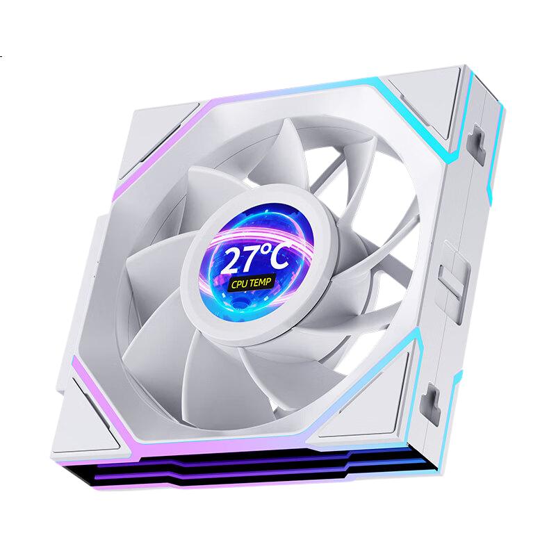 Jungle Leopard Interstellar Building Blocks V4 LCD [White Reverse Leaf] Screen Display Fan with Connector