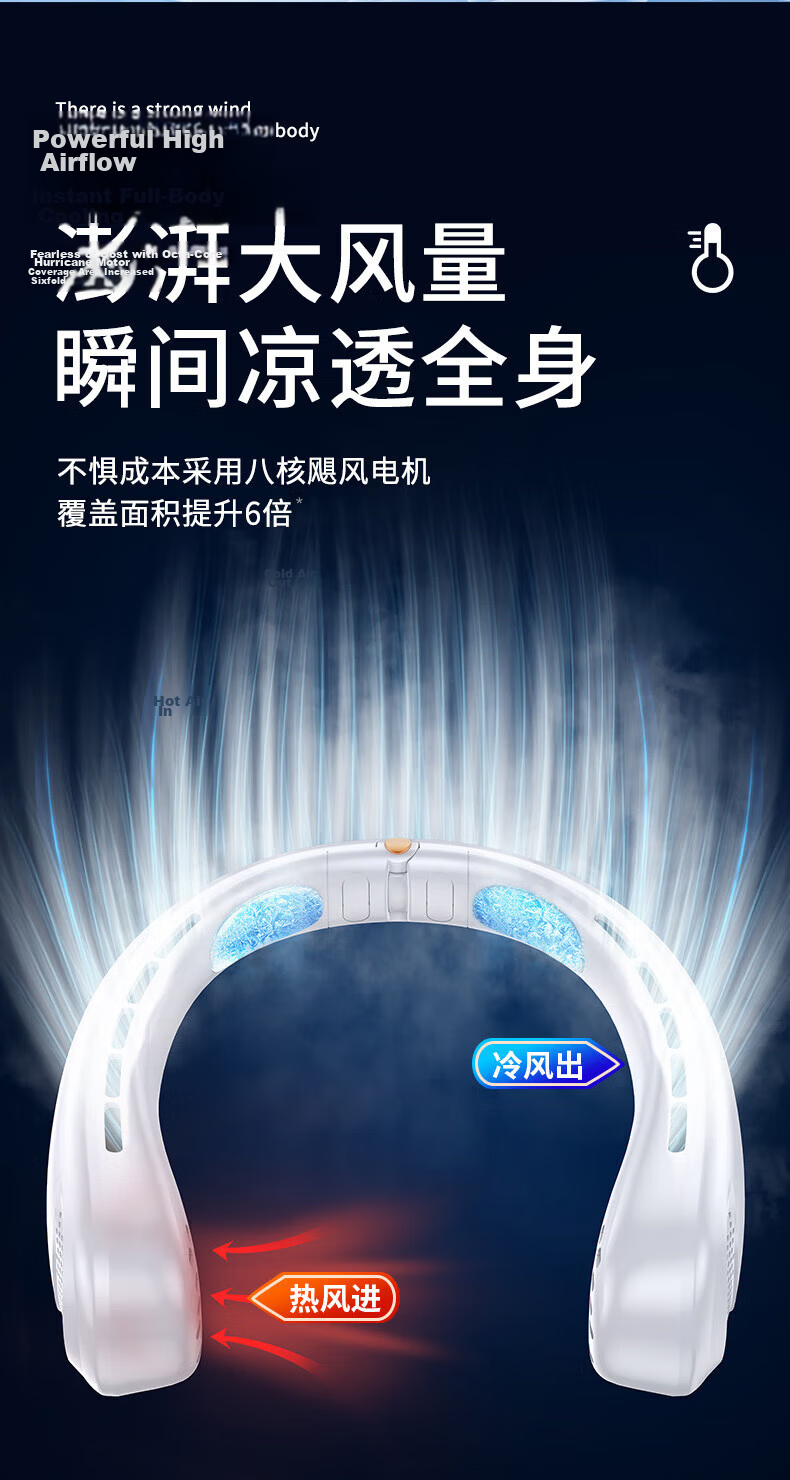 KOVOL [Top Ranked] Neck-Hanging Fan, Small Portable Desk Fan, Long Battery Life, Personal Neck-Hanging Fan for Dormitory Cooling, Electric Fan for Temperature Reduction, Corporate Gift Customizatio 8