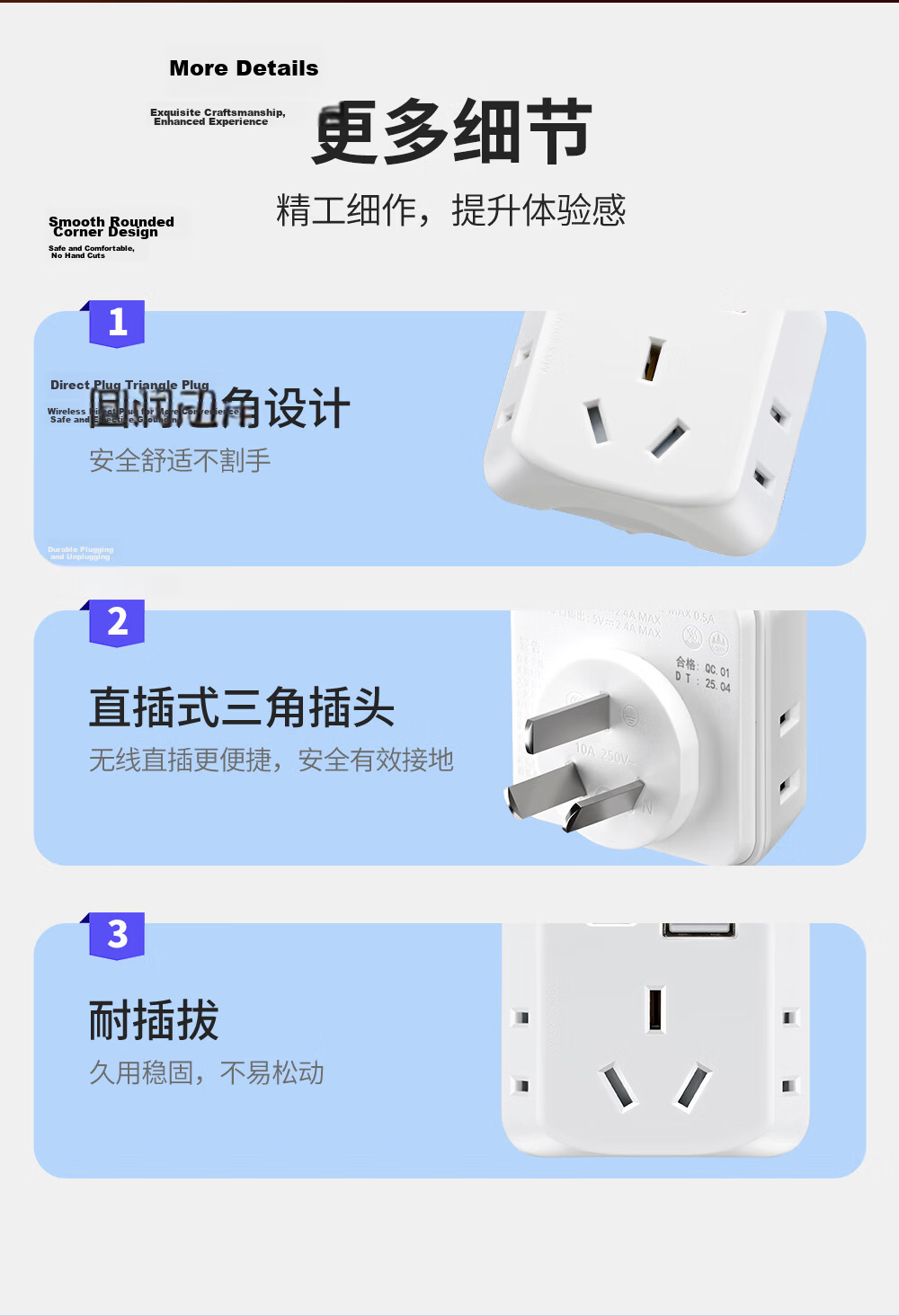 Delixi Mini USB Cube Power Strip Socket/Extension Socket/One-to-Five Expansion Converter for Bedroom Kitchen Wireless 3-Socket + 1A1C 4