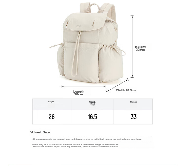 FILA Han So-hee Style Official Women's Summer Macaron Multi-Pocket Backpack School Bag Casual Bag 38