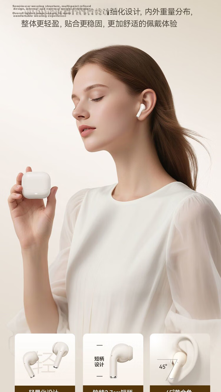 Chuangu Bluetooth Earbuds Semi-In-Ear True Wireless High-Quality Sound Long Battery Life OP Latest Running Sports Music HIFI Earphones for Students Men Women Huaqiangbei 5