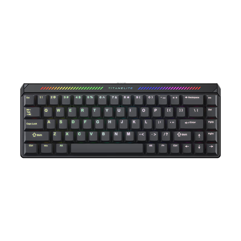 Meijiashi TITAN 68 Turbo Gaming Mechanical Keyboard, Wired Connection, Customizable RT Mode, for E-Sports Gaming And Office Use, 68 Keys, Obsidian Black, Dual-Light Snow White Switches