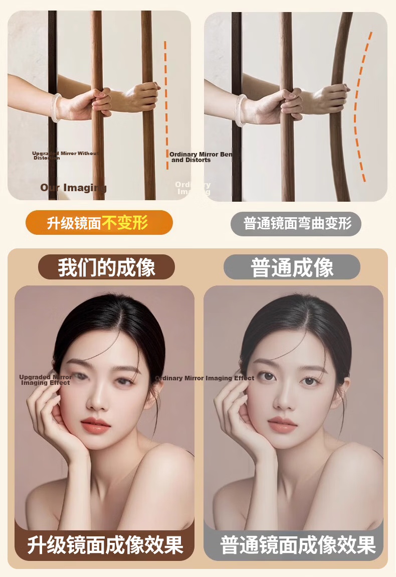 Quanpinwu Wall-Mounted Mirror Sticker Bathroom Mirror No-Drill Toilet Mirror Home Use High-Definition Glass Mirror 40x50cm 4