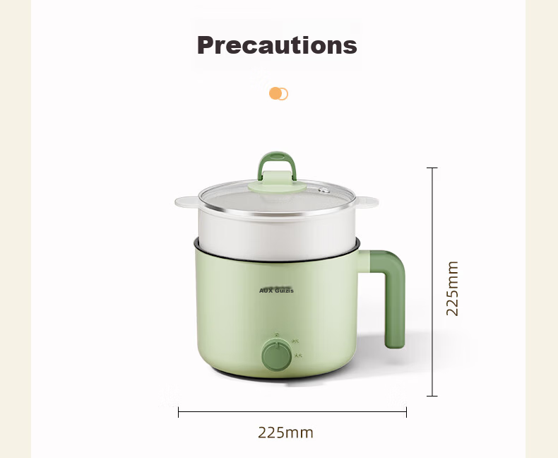 AUX Electric Cooking Pot Instant Noodle Cooker Dormitory Small Electric Pot Electric Steamer Student Dormitory All-in-One Instant Noodle Mini Hot Pot 2.2L Long Handle Multifunctional Pot DR213B with S 15