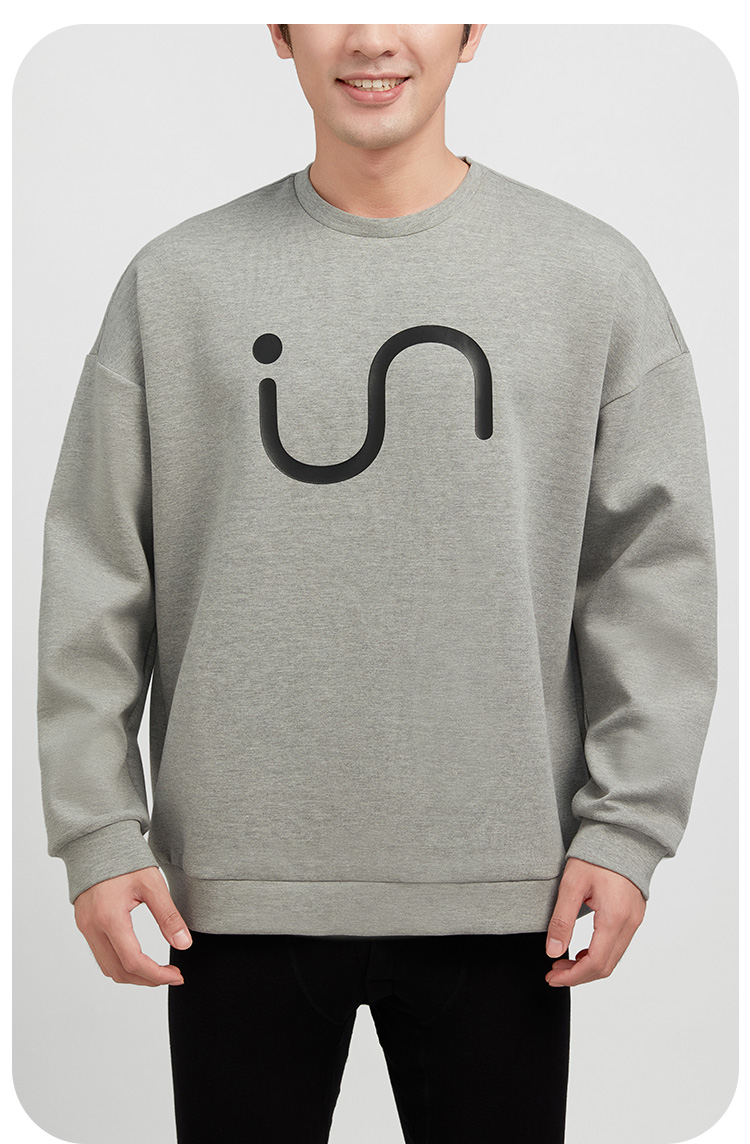 Yiershuang Couples Homewear Crew Neck Air Layer Printed Sweatshirt Cotton Matching Casual Sports Pullover Unisex Pajamas 18