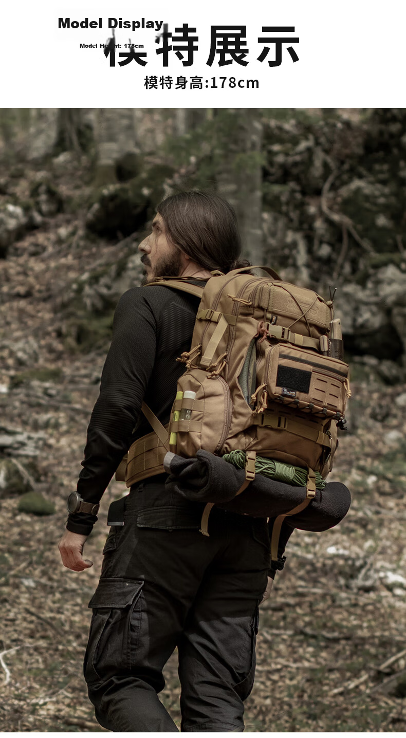 MARDINGTOP Men's Large Capacity Backpack Outdoor Tactical Travel Camping Bag [Black Cyclone] Black - 35L 23