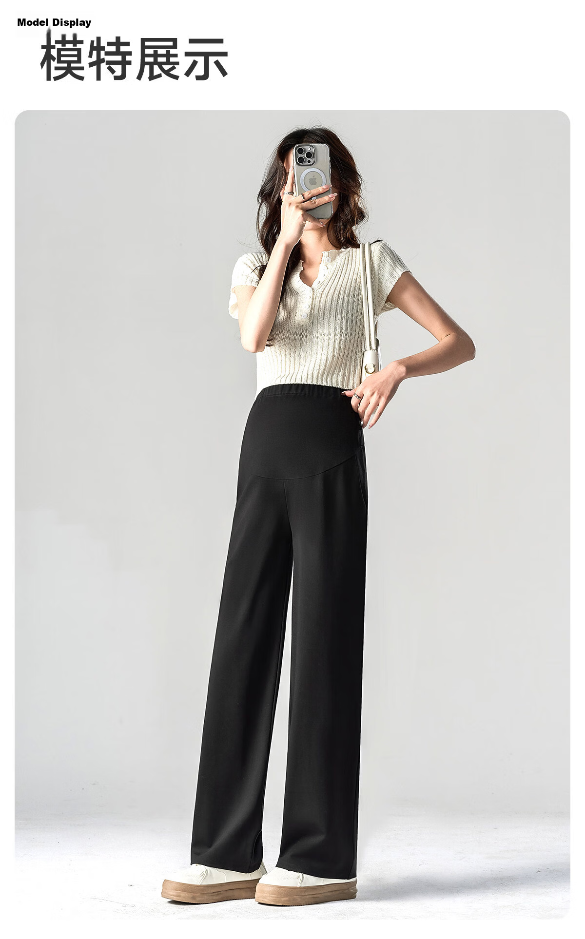 JOYNCLEON Maternity Pants Summer Thin Suit Petite Non-Restrictive Wide-Leg Maternity Trousers Black XXL jyk175178 14