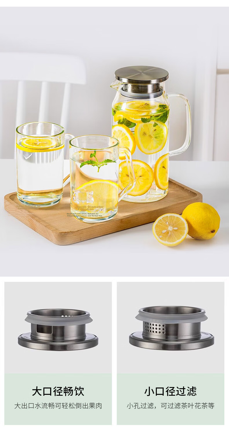 LOCK&LOCK Glass Cold Water Pitcher with Handle High Temperature Resistant Tea Pot Large LLG969_1L 8