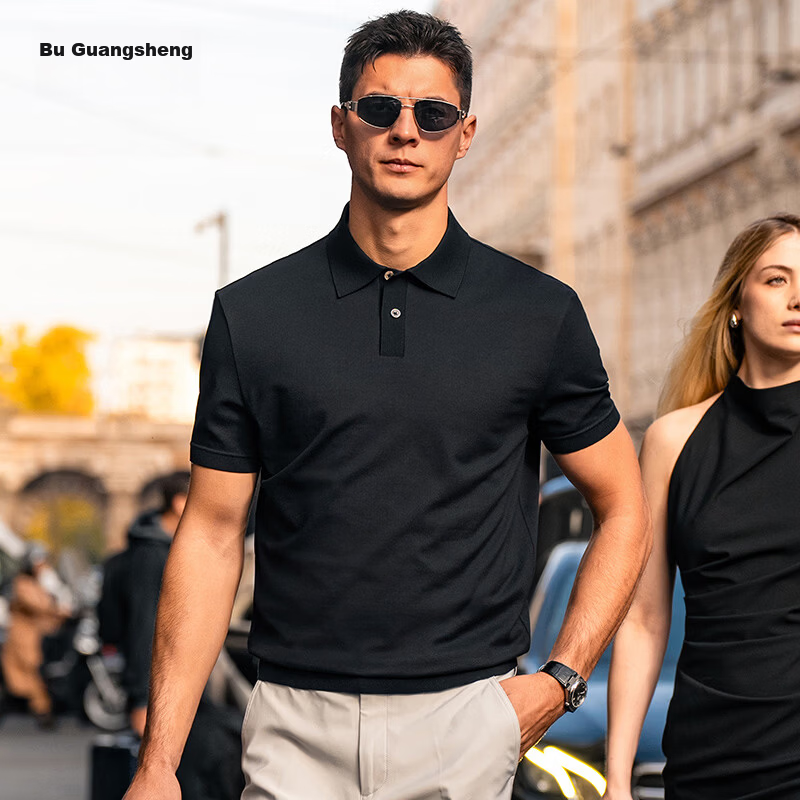 Mr.Bu Exquisite Collar Short Sleeve Men's Polo Shirt 2026 Spring New Simple High-End Dark Men's Top
