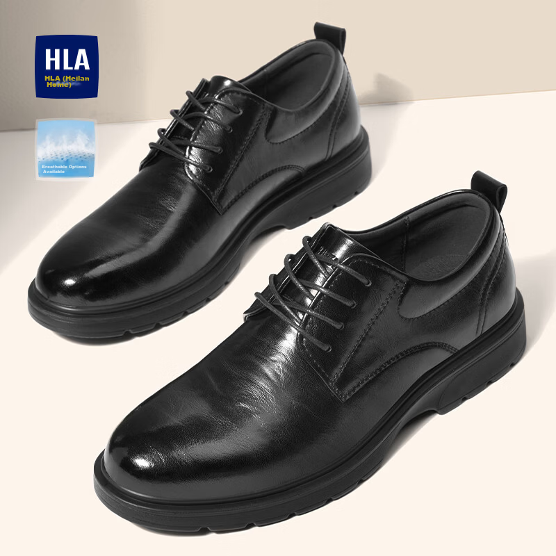 HLA Men's Business Casual Derby Leather Shoes HAAPXM1EBH077 Black Size 38