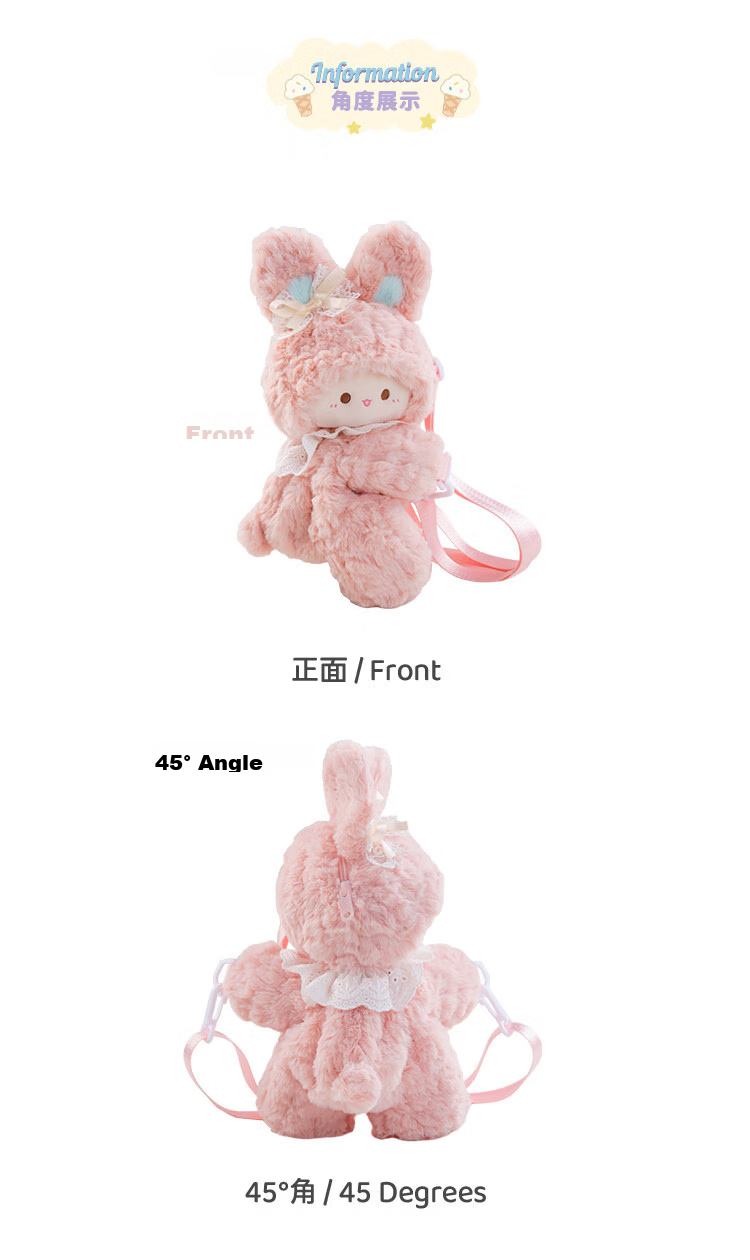 Rubitu Little Lamb Plush Rabbit Crossbody Bag (Medium) Cute Backpack for Girls Gift 7