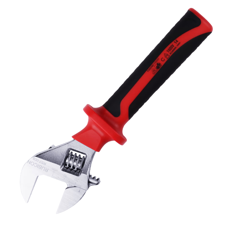 RUBICON High Voltage Insulated Adjustable Wrench Electrician Universal Open-End Wrench 8 Inch RS7-008