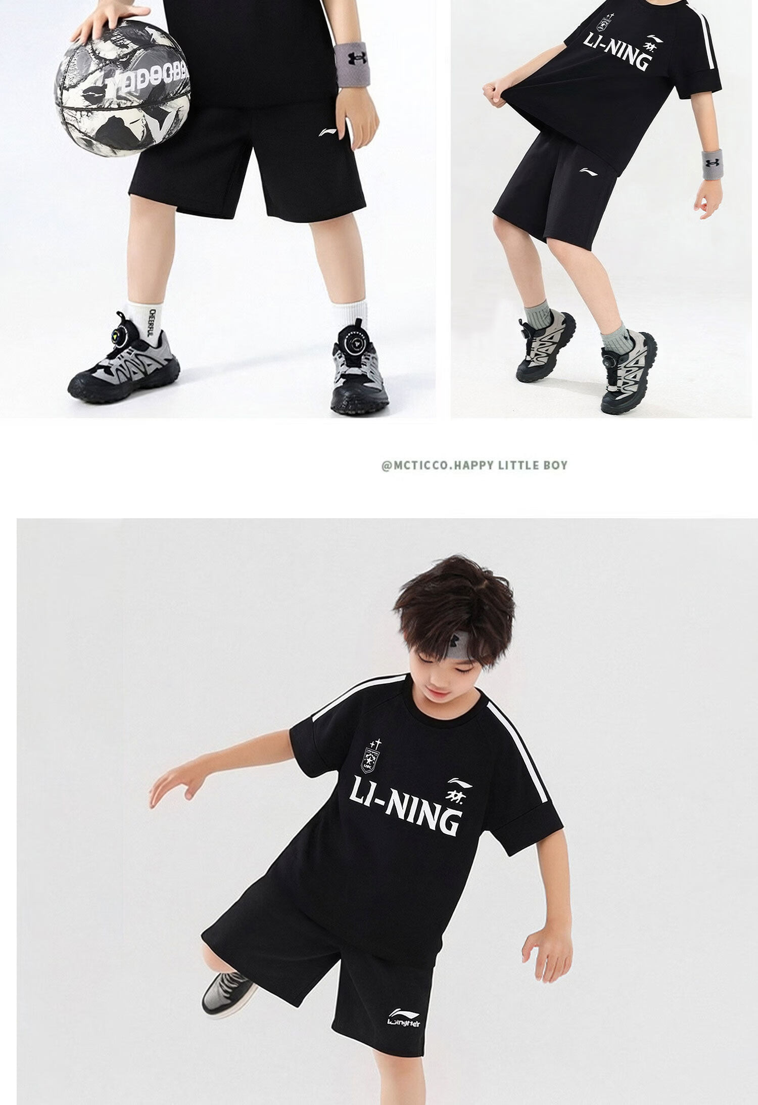 LI-NING Boys' Basketball Set Professional Game Jersey Quick-Dry Two Vests Children's Summer Basketball Training Uniform 16