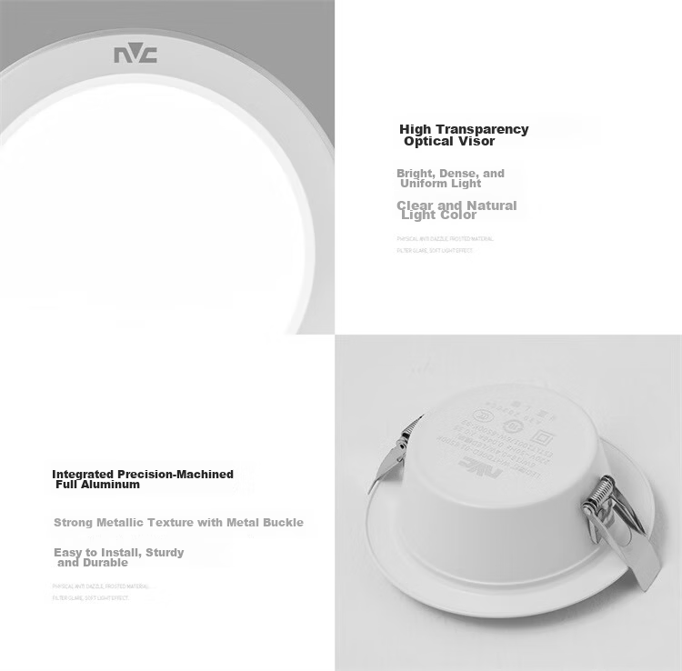 NVC LED Recessed Downlight 6W Aluminum White 75mm Cutout for Living Room Bedroom Corridor Commercial Ceiling Light 11
