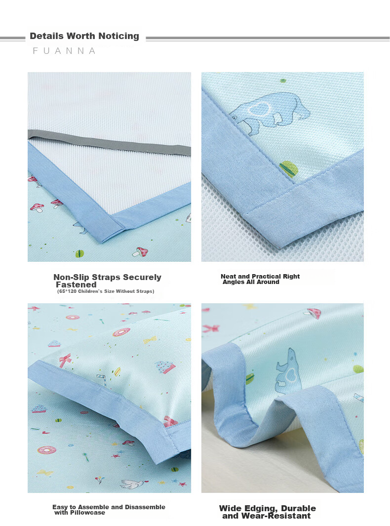 Fuannaertong Class A Cooling Mat with Printed Cooling Design, Soft Mat Set for Two People, Three Pieces, Green, 1.8*2 Meters [Washable] 13