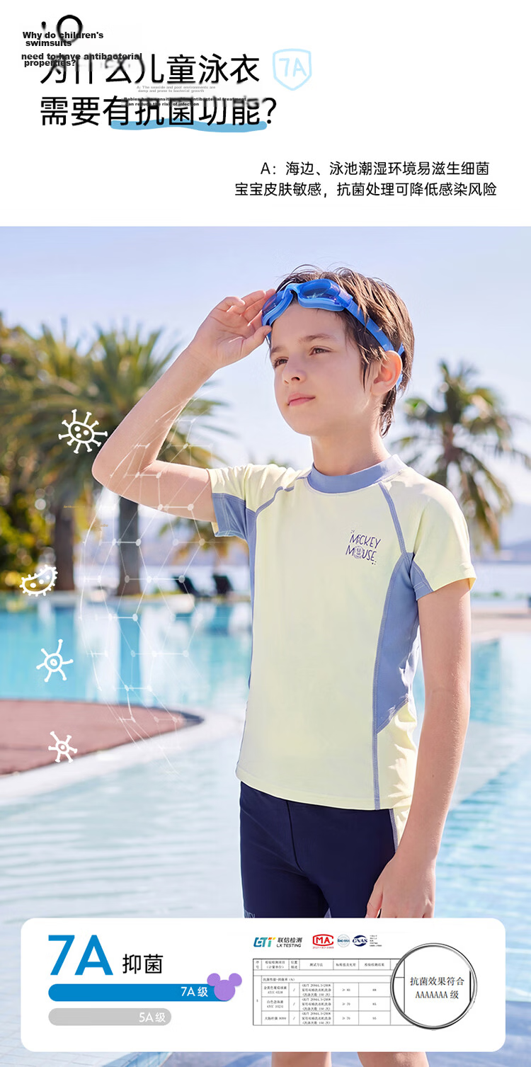 Disney Boys' Children's Swimwear Split Training Swimsuit Set D36551S2I White Mickey Size 140 5