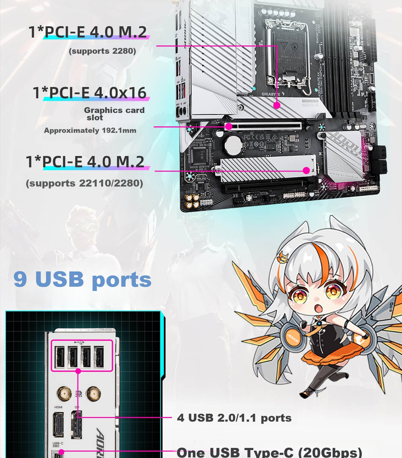 GIGABYTE B760M GAMING X GEN5 Motherboard DDR5 Compatible with CPU 14600K/12600K, Intel LGA 1700 Socket 11