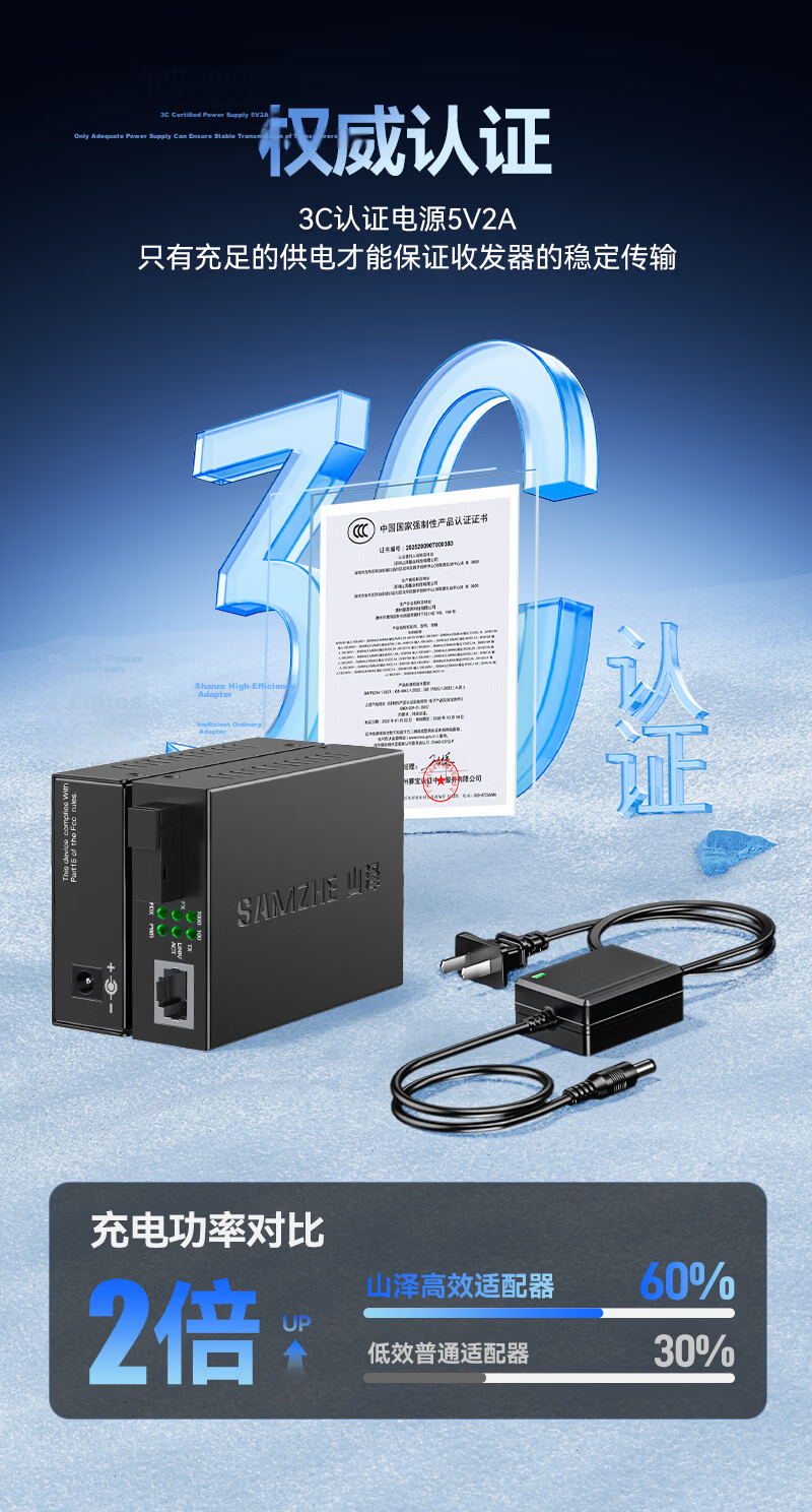 Sanze Professional Lightning Protection Pro Fiber Optic Transceiver Optical Converter Gigabit Single-mode Dual Fiber Fiber to Ethernet Monitoring SC Interface 20KM Pair SZ-GQ20SD 6