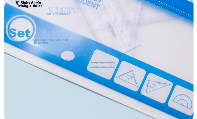 Deli Three-In Ruler Set, 4-Piece Drawing And Drafting Kit, for Postgraduate Entrance Exam, College Entrance Exam, Blessing Gift, High School Graduation Exam, Straight Ruler, Triangle Ruler, Protractor 17