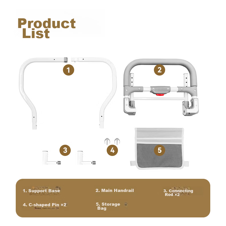 Interhasa! Bedside Assist Handle for Elderly, Getting Up Aid, Support Bar, Anti-Fall Bed Rail P1370017 15