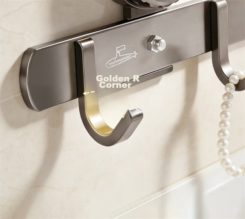 Submarine Suction Cup No-Drill Space Aluminum Hook Strong Waterproof Bathroom Adhesive Hook Clothes Hanger Over Door Coat Rack 12