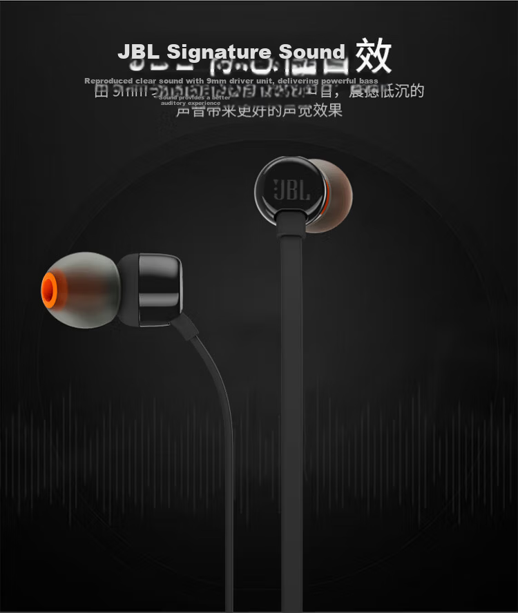 JBL T110 Wired Stereo In-Ear Headphones with Microphone for Computer Gaming and Sports, Compatible with 3.5mm Devices, Blue 3