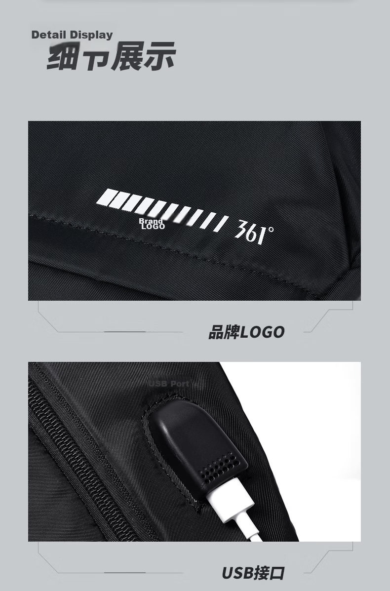 361° Men's Backpack Large Capacity Laptop Bag Business Commuter Travel Waterproof Lightweight School Bag 15
