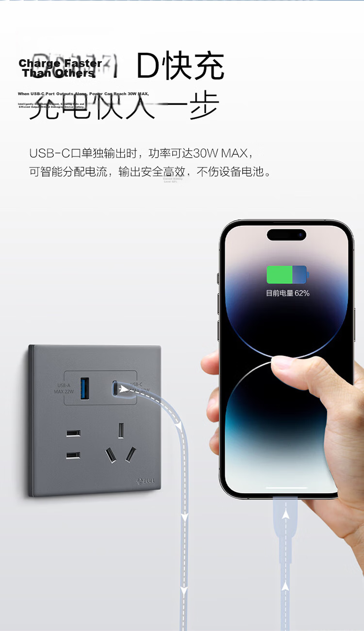 BULL Switch Socket G60 Series Two-Gang Double-Control Switch Ultra-Thin Large Panel Switch G60K212 Phantom Gray 12