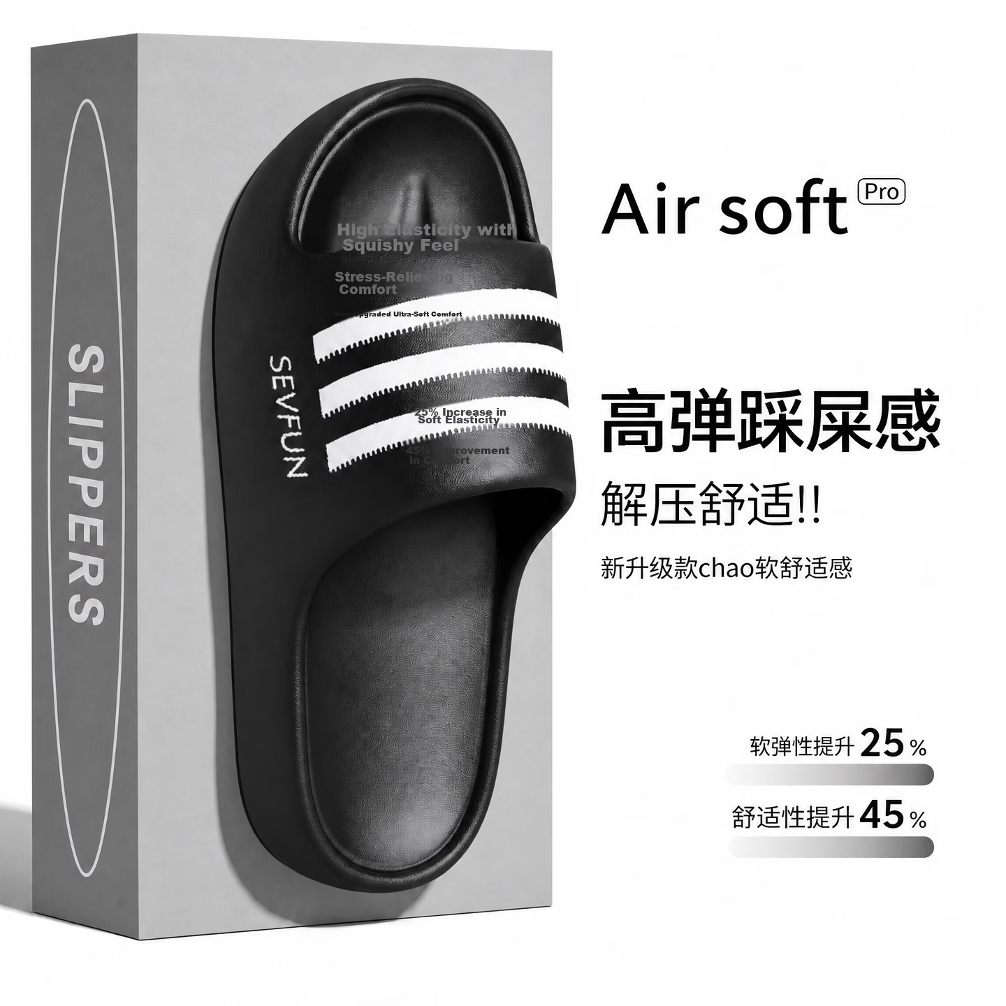 Seven-Color Spun Men's EVA Home Wearable Non-Slip Soft Bathroom Couple Summer Women's Black Slippers Size 36-37
