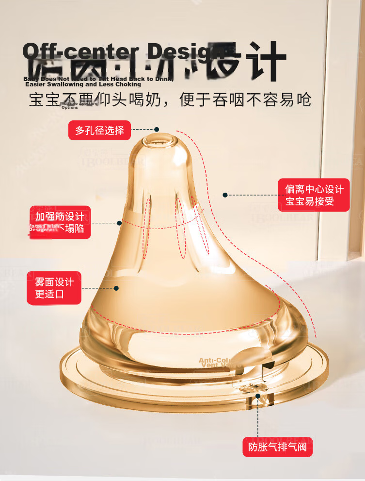 IBOOLBEAR Eccentric Nipple Simulated Breast Milk Texture Newborn Baby Duckbill Ultra Soft Anti-Colic Universal Pigeon Wide Neck 2