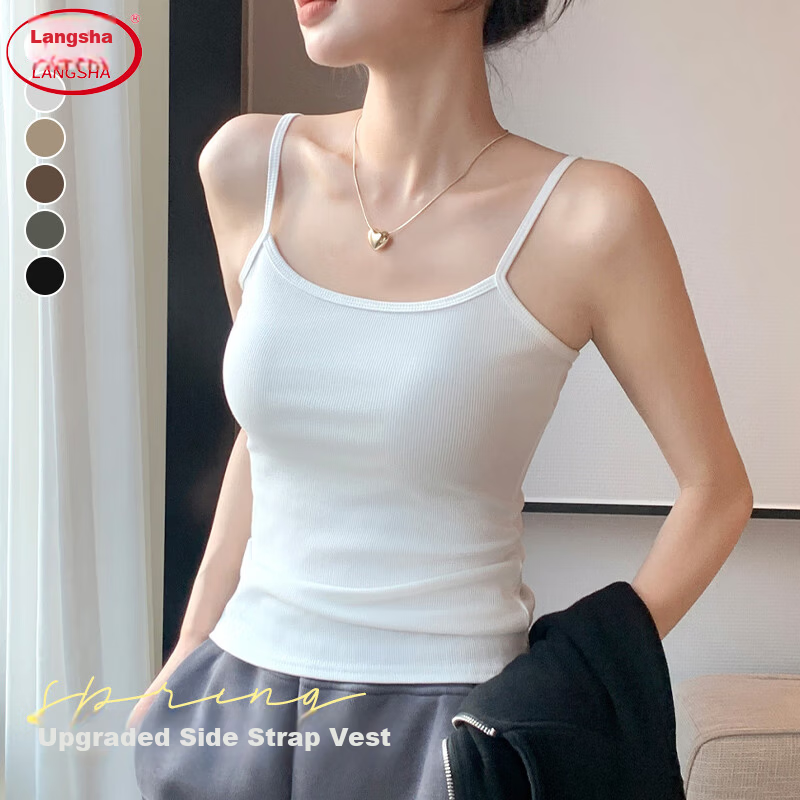 Langsha Women's Small Camisole Vest 2026 New Slim Fit Slimming Backless Sleeveless Thin Outerwear Basic Top