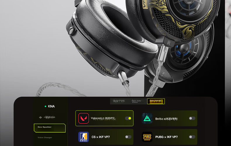 IKF VP7 [KNA Collaboration DiTing Set] Wired HiFi Gaming Headset Over-Ear Esports Headphones Valorant Special Edition Birthday Gift for Boyfriend Carbon Black 37