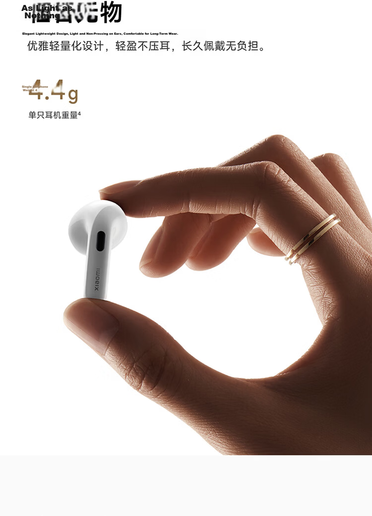 MI Xiaomi Buds 6 Earphones Semi-In-Ear Bluetooth Earphones Comfortable Fit for Android and Apple Phones Pearl White 3