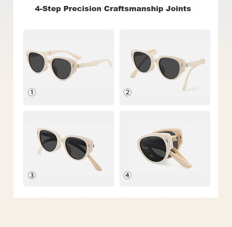 FENCHI Foldable White Cat Eye Sunglasses for Women 2026 New High-End White Frame Polarized UV Protection 14