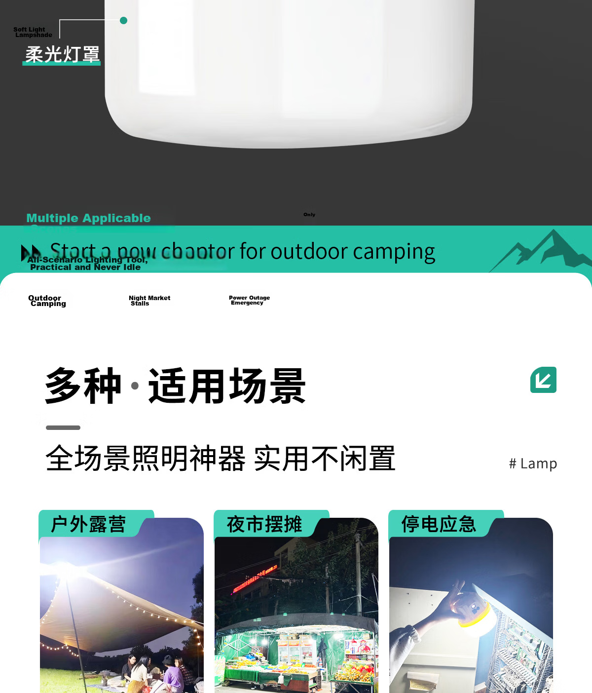 MAX LOAD Rechargeable Outdoor Super Bright LED Tent Hanging Light Night Market Camping Household Bulb Lamp 7