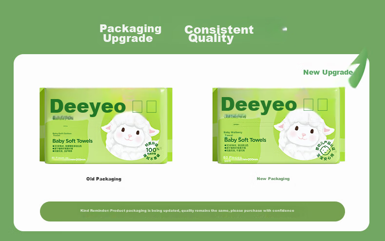 Deyou Baby Soft Cotton Towels Hanging Large Thick Dual-Use Dry and Wet Facial Cotton Tissues 200 Sheets*4 Packs 1